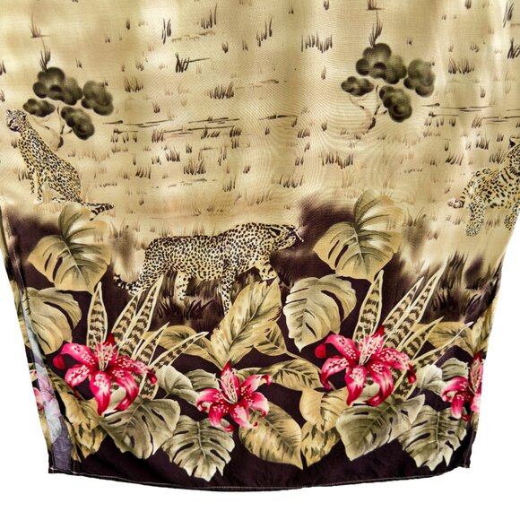 Caribou New York Leopard & Jungle Print Rayon Sleeveless Slip Maxi Dress Size S - Picture 4 of 9